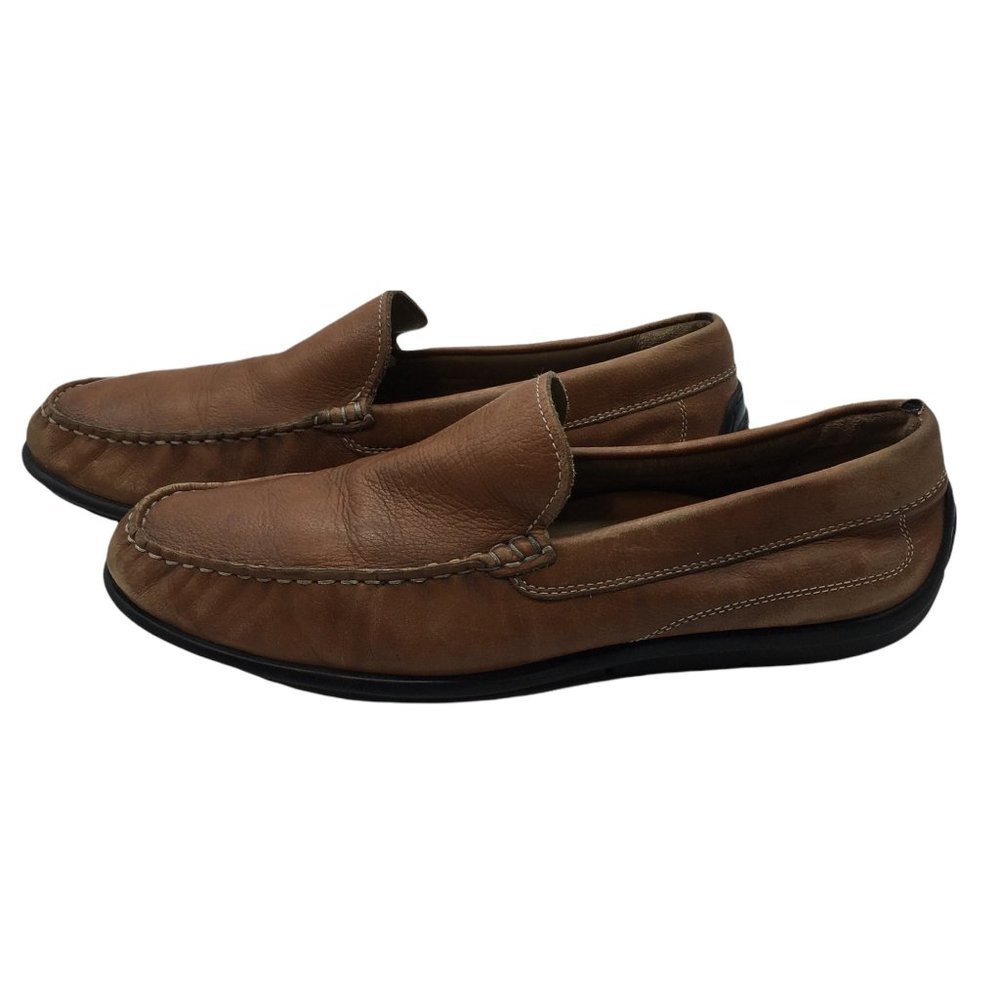 Ecco Leather Driving Loafers Shoes Men EU 44 US 10.5 Brown Moccasin Toe Luxury